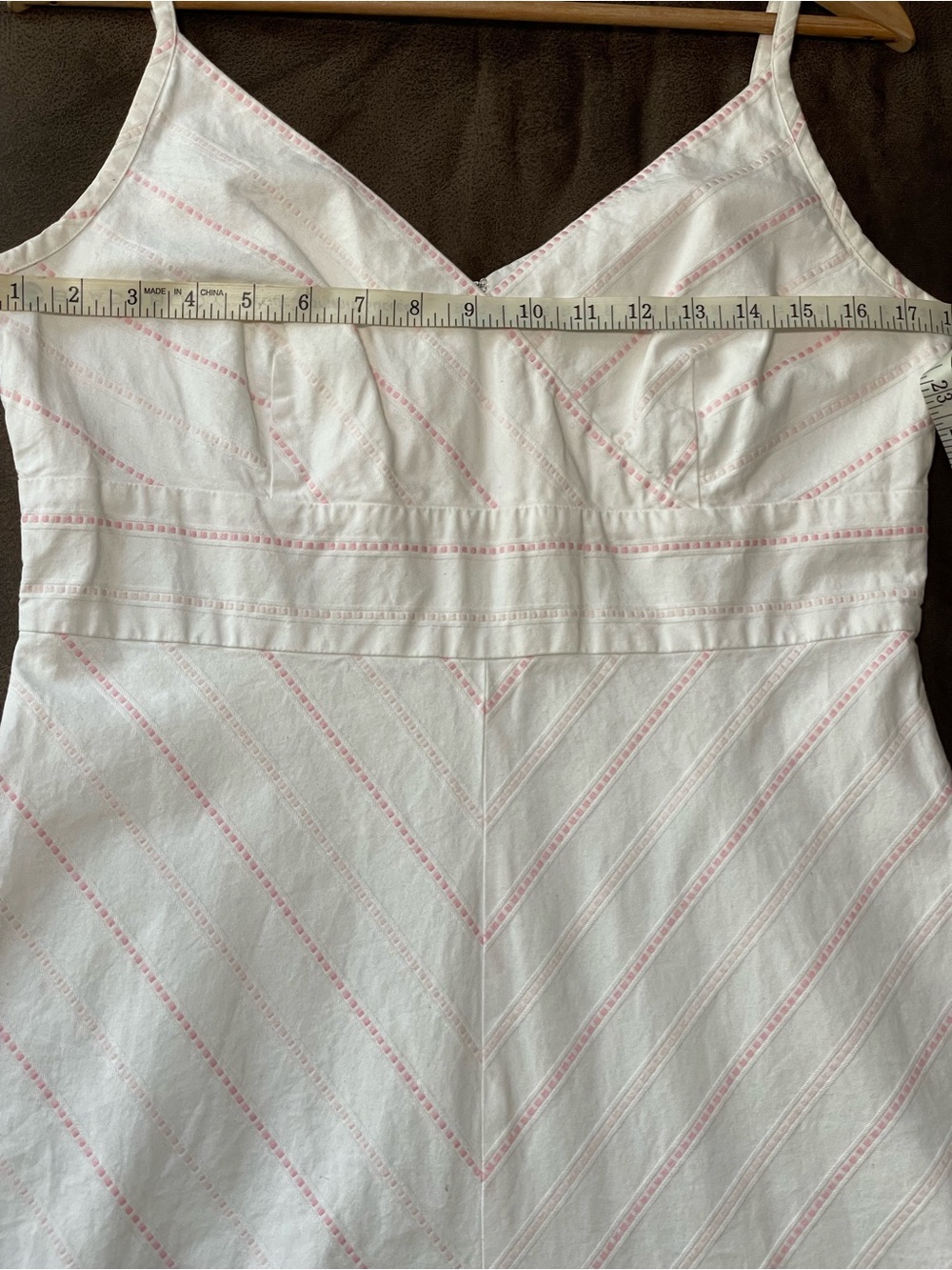 Casual Corner 100% Cotton Fully Lined White Pink Striped Sundress Size 12 - Picture 10 of 16